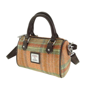 Harris Tweed 'Kilbride' Mini Bowling Bag Purse in Pale Orange Stewart Tartan
