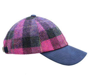 purple tartan baseball cap