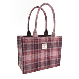 burgundy plaid tote bag