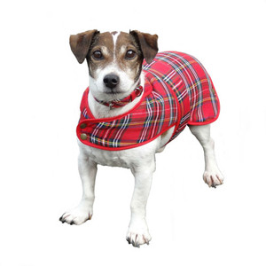 Red tartan dog coat