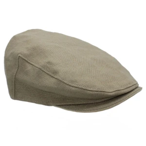 brown linen flat cap
