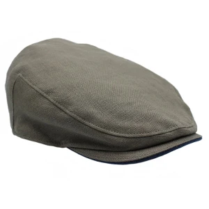 stone linen flat cap