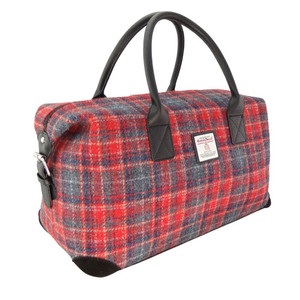red tartan overnight bag