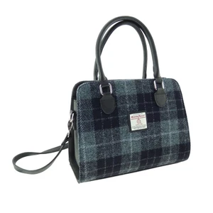 Harris Tweed 'Findhorn' Midi Tote Bag in Grey & Black Tartan