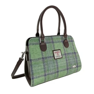 Harris Tweed 'Findhorn' Midi Tote Bag in Faded Green Stewart