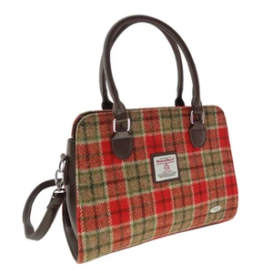 Harris Tweed 'Findhorn' Midi Tote Bag in Red & Green Tartan