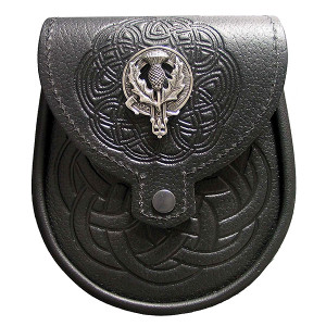 Day Sporran Clan Crest - Black Leather Day Sporran Clan Crest - Black Leather