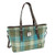 Turquoise Harris Tweed tote bag
