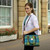 Harris Tweed 'Findhorn' Midi Tote Bag in Rust with Orange Overcheck