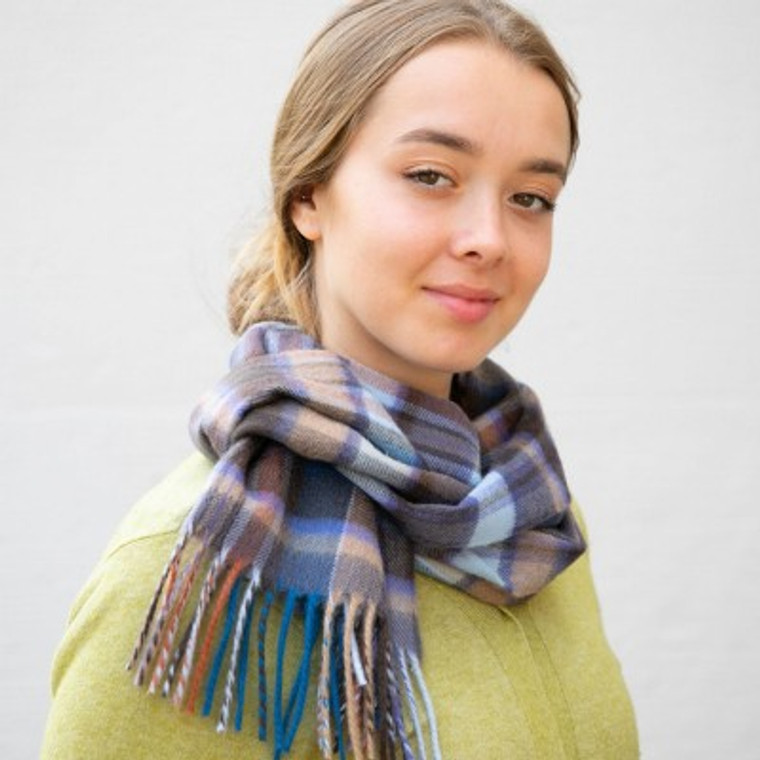 Blue cashmere scarf: Scottish Lion