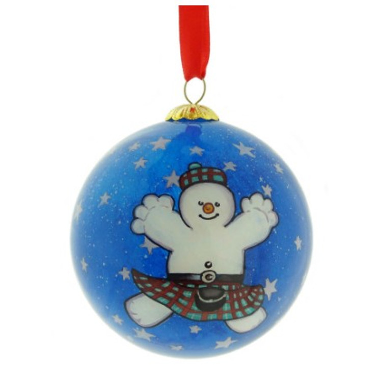 Hand Painted Kilted Snowman Ornament | Scottish Lion