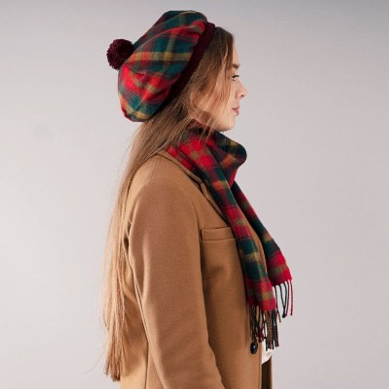 Mapleleaf Tartan Brushed Wool Tam and Scarf Set