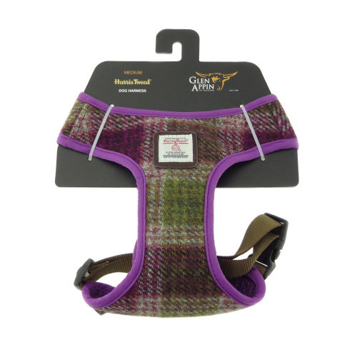 Heather Check Harris Tweed Harness | Scottish Lion