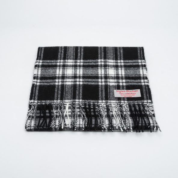 Menzies Black/ White Tartan Scarf | Scottish Lion