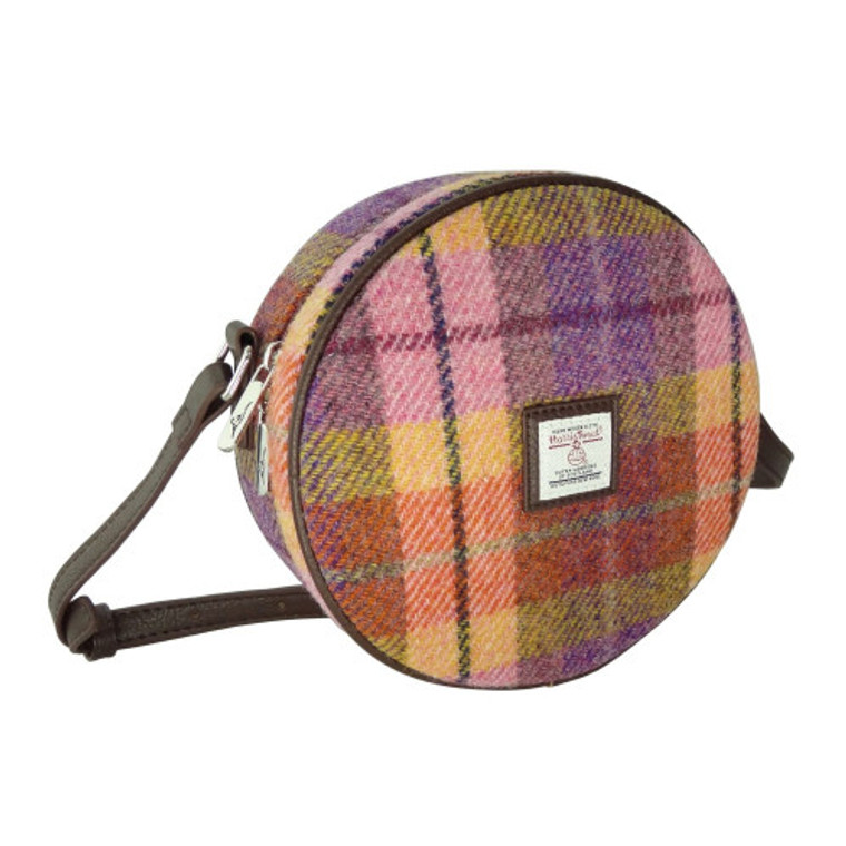 Peach and purple tartan bag