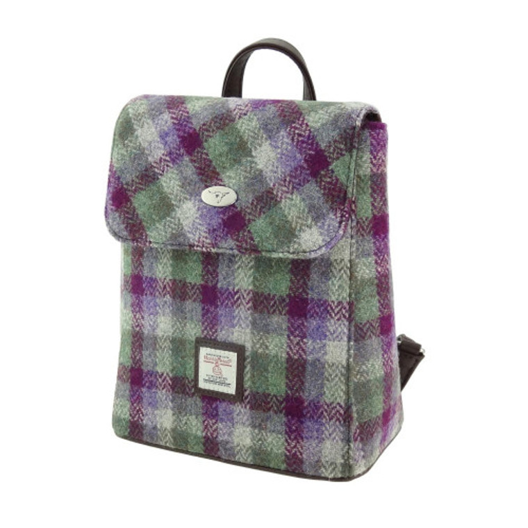purple and green plaid bag
