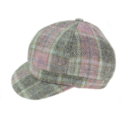 Pink Buchanan Tartan Harris Tweed Cap | Scottish Lion