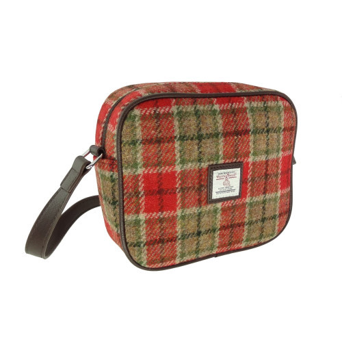 Harris Tweed Crossbody Bag in Red and Green Tartan | Scottish Lion