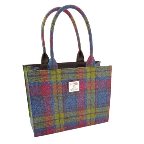 multicolor tartan tote bag