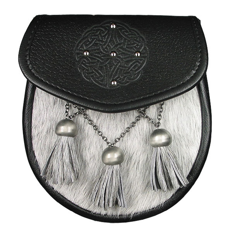 Semi-Dress Sporran Round Celtic 5 Stud