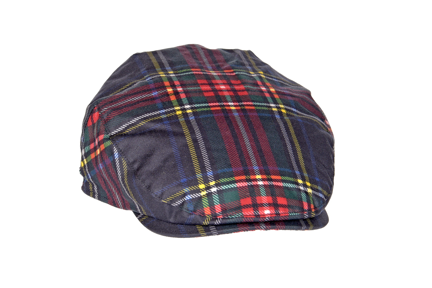 Charles Tartan Waxed Flat Cap Stewart Black - Main Image