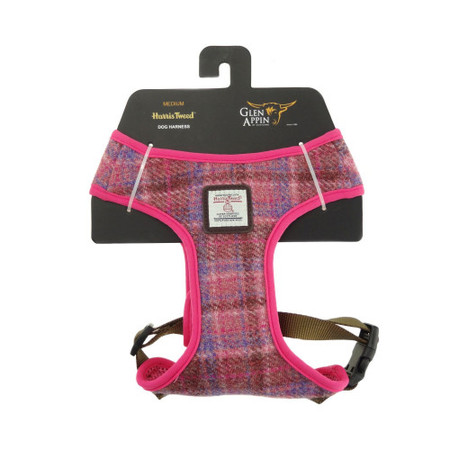 Pink Check Harris Tweed Harness | Scottish Lion