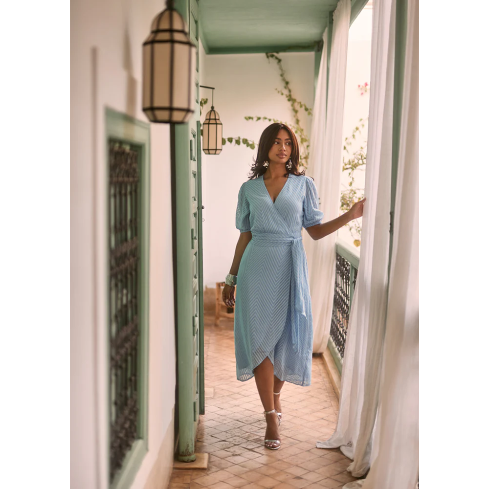 Freebird Dress Blossom Zigzag Blauw