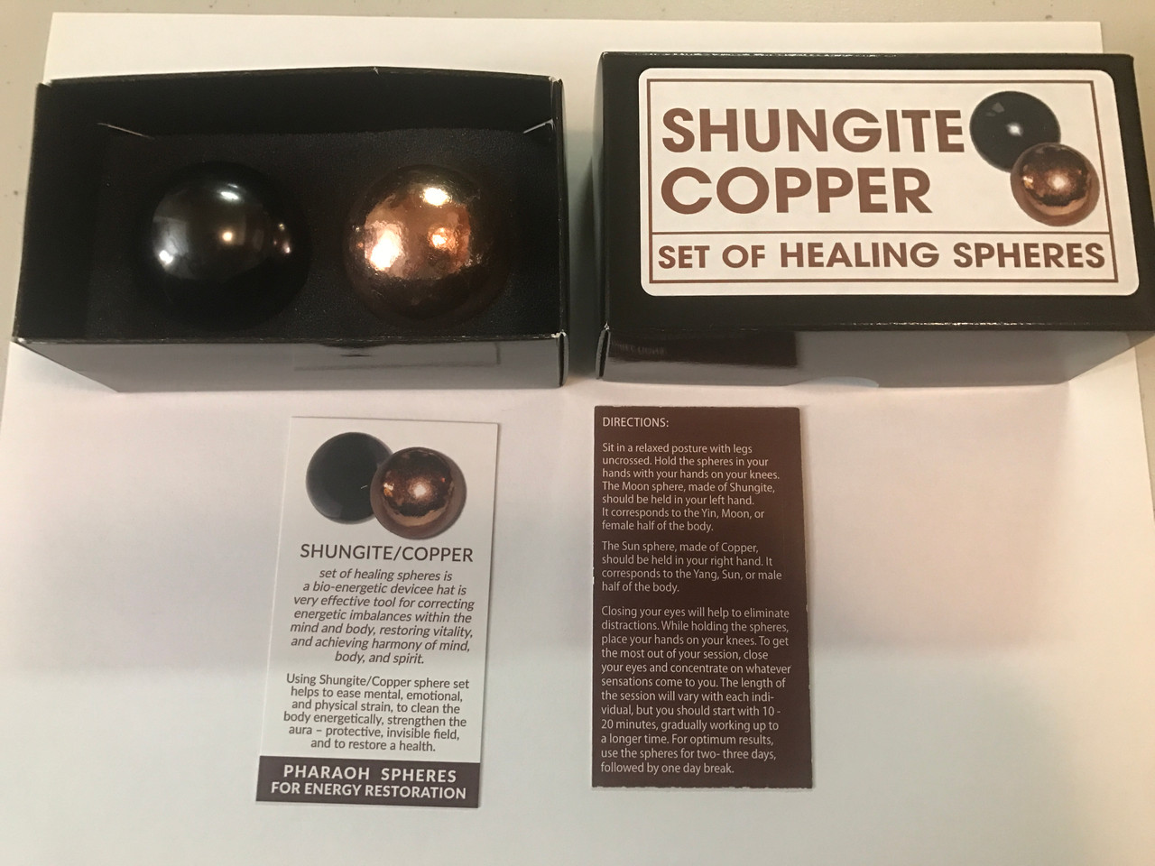 SPHERES HARMONIZERS, SHUNGITE/COPPER, 1.5 INCHES - ELITE GEMS