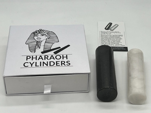 LEVEL 2,  POLISHED 4 INCHES SHUNGITE AND WHITE QUARTZITE PHARAOH CYLINDERS LEVEL 2,  POLISHED 4 INCHES SHUNGITE AND WHITE QUARTZITE PHARAOH CYLINDERS