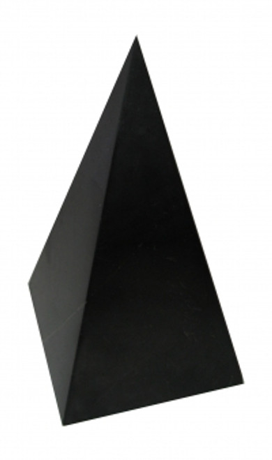 POLISHED TALL SHUNGITE PYRAMID, 9  CM