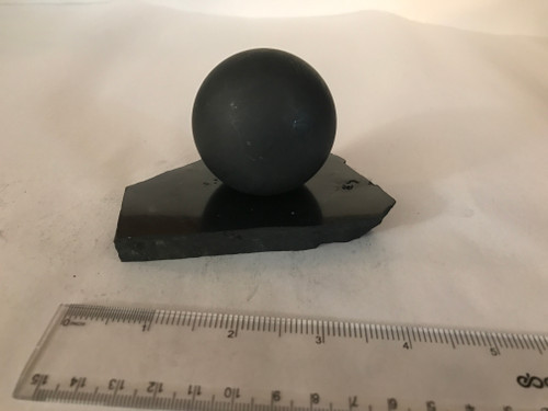 SHUNGITE 50 MM NON-POLISHED SPHERE WITH SHUNGITE BASE