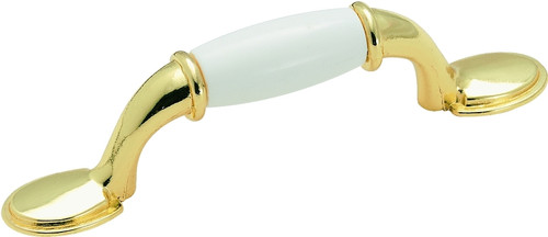 Amerock 245WPB Cabinet Pull, 5-1/16 in L Handle, 1-5/16 in Projection, Plastic/Zinc, Polished Brass [SKU: ORG6755680]