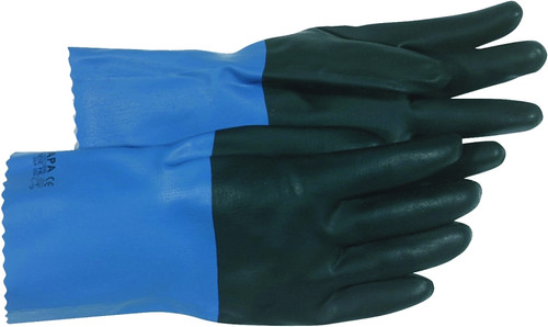 BOSS 34L Protective Gloves, L, 11 in L, Gauntlet Cuff, Neoprene, Black/Blue [SKU: ORG0384743]