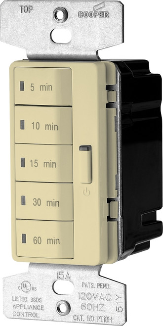 Eaton Wiring Devices PT18M-V-K Minute Timer, 15 A, 120 V, 1800 W, 5, 10, 15, 30, 60 min Off Time Setting, Ivory [SKU: ORG8023996]