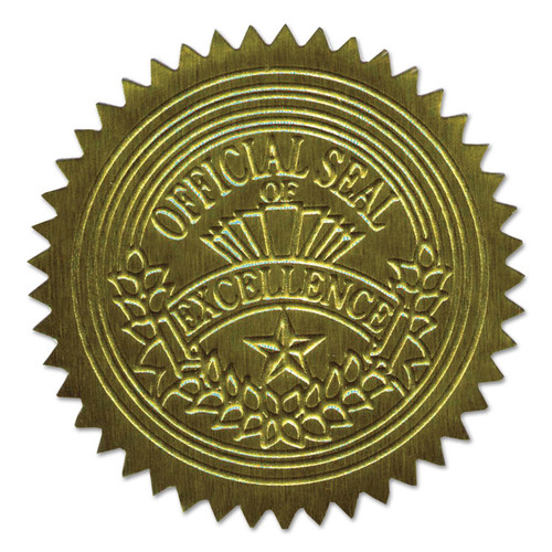 Self-Adhesive Embossed Seals, 2" dia, Gold, 20/Sheet, 5 Sheets/Pack [SKU: GEO20014]