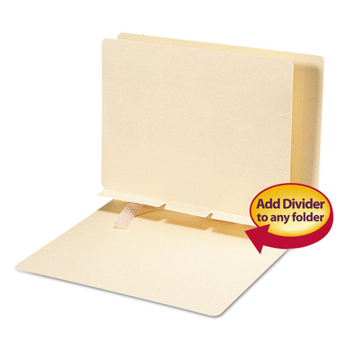 Self-Adhesive Folder Dividers for Top/End Tab Folders, Prepunched for Fasteners, 1 Fastener, Letter Size, Manila, 100/Box [SKU: SMD68021]