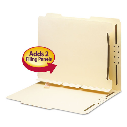 Self-Adhesive Folder Dividers with Twin-Prong Fasteners for Top/End Tab Folders, 1 Fastener, Letter Size, Manila, 25/Pack [SKU: SMD68025]