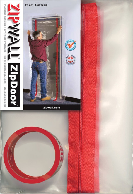ZIPWALL ZipDoor ZDS Dust Containment Door Kit, Standard, 4 ft L, 7-1/2 ft W, Plastic [SKU: ORG0835819]