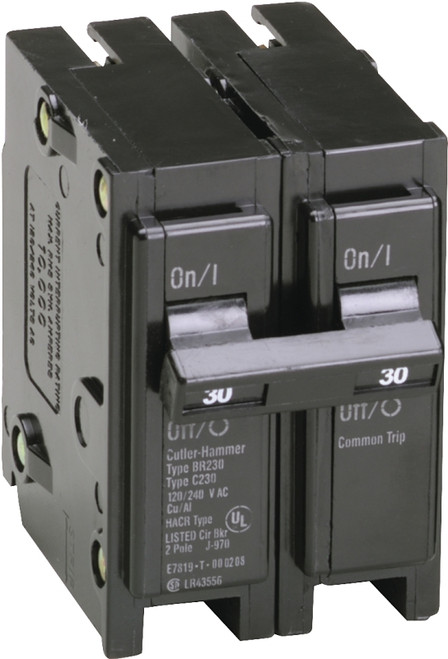 Cutler-Hammer BR230 Circuit Breaker, Mini, Type BR, 30 A, 2 -Pole, 120/240 V, Plug Mounting [SKU: ORG6855142]