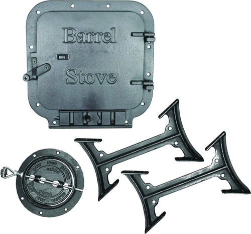 US STOVE BK100E/BSK1000 Barrel Stove Kit, Iron, For: 30 or 55 gal Barrel Drums, 2-Piece [SKU: ORG1204544]
