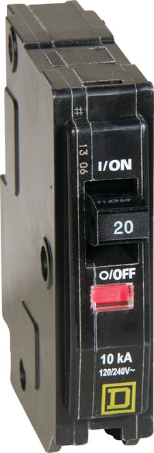 Square D QO QO120CP Circuit Breaker, Mini, 20 A, 1 -Pole, 120/240 VAC, 48 VDC, Fixed Trip, Plug Mounting [SKU: ORG6473250]