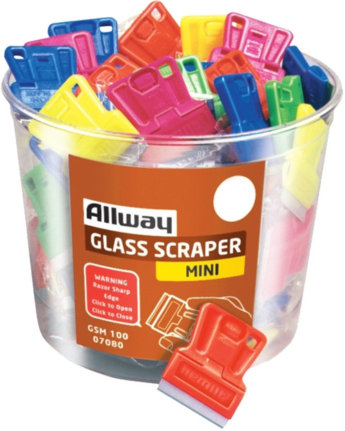 ALLWAY TOOLS GSM100 Mini Glass Scraper, 1-1/2 in W Blade, 1-Edge, Razor Blade, Plastic Handle [SKU: ORG5297148]