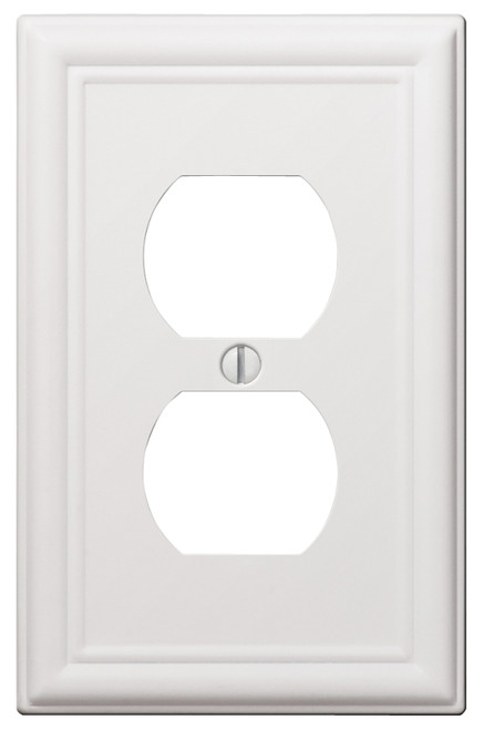 Amerelle 149DW Receptacle Wallplate, 5 in L, 2-7/8 in W, 1 -Gang, Steel, White, Screw Mounting [SKU: ORG7231731]
