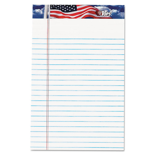 American Pride Writing Pad, Narrow Rule, Red/White/Blue Headband, 50 White 5 x 8 Sheets, 12/Pack [SKU: TOP75101]