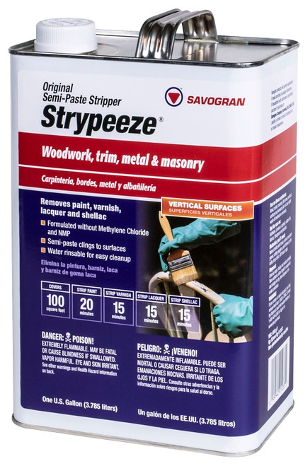 SAVOGRAN Strypeeze 01233 Paint/Varnish Remover, Liquid, Aromatic, Orange, 1 gal [SKU: ORG7233174]