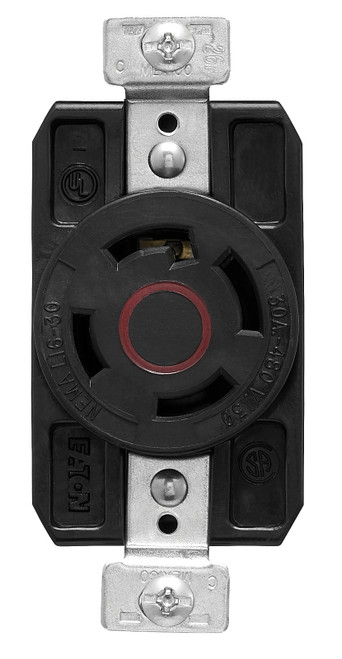 Arrow Hart AHCL1630R Locking Single Receptacle, 3 -Pole, 480 VAC, 30 A, Back and Side Wiring, NEMA: NEMA L16-30 [SKU: ORG7399876]