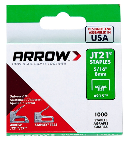 Arrow 215 Staple, 7/16 in W Crown, 5/16 in L Leg, Steel, 0.03 ga Gauge [SKU: ORG4122552]