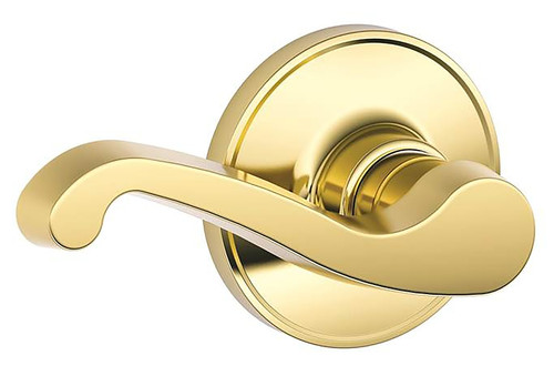 Schlage J10V LAS 605 Door Lever, Zinc, Bright Brass, 2-3/8, 2-3/4 in Backset, 1-3/8 to 1-3/4 in Thick Door [SKU: ORG7457096]