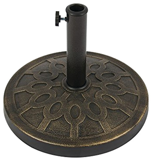 Seasonal Trends 69328 Umbrella Base, 17-1/2 in Dia, 13 in H, Round, Resin/Steel/Plastic, Bronze [SKU: ORG0872143]