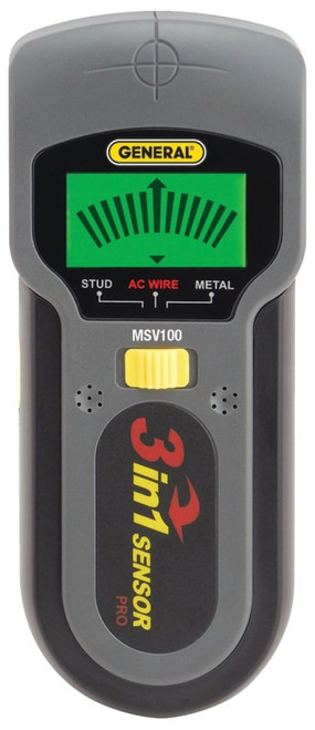 GENERAL MSV100 Stud/Voltage/Metal Detector, 9 V Battery, 1-1/2 in Detection, Detectable Material: Copper/Iron/Wood [SKU: ORG1885375]